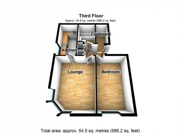 Floor Plan Image for 1 Bedroom Flat for Sale in Riverside Close, Hanwell, LONDON