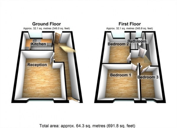 Floor Plan Image for 3 Bedroom Terraced House for Sale in Greatdown Road, Hanwell, London