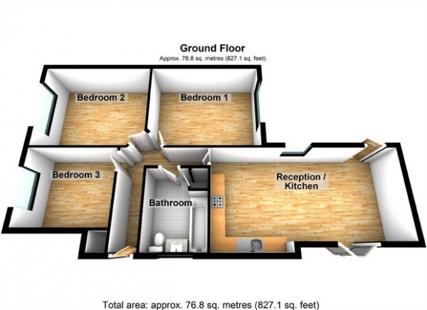 Floor Plan Image for 3 Bedroom Flat for Sale in Gifford Gardens, Hanwell, London