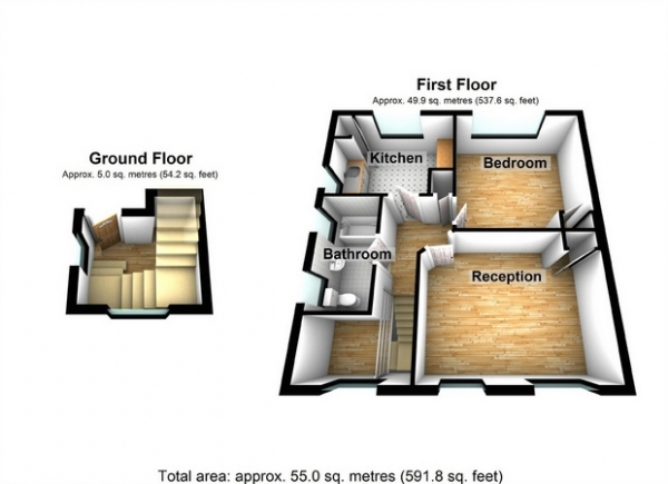 Floor Plan Image for 1 Bedroom Flat for Sale in Gifford Gardens, Hanwell, London