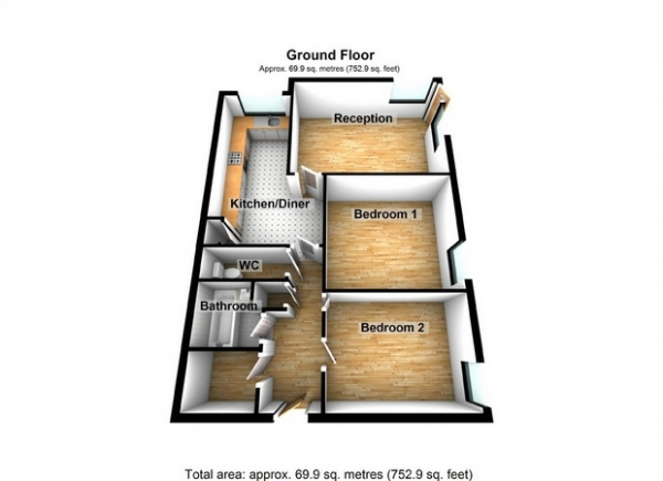 Floor Plan Image for 2 Bedroom Flat for Sale in Gloucester Court, Copley Close, Hanwell, London