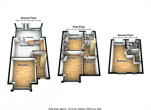 Floor Plan Image for 4 Bedroom Terraced House for Sale in Mansell Road, Greenford, Middlesex