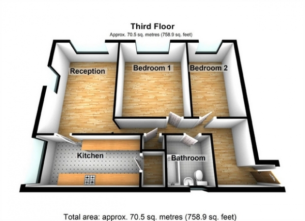Floor Plan for 2 Bedroom Flat for Sale in Gurnell Grove, LONDON, LONDON, W13, 0AG -  &pound230,000