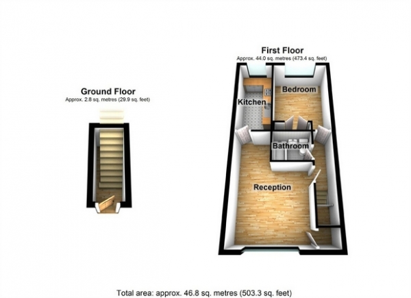 Floor Plan Image for 1 Bedroom Ground Maisonette for Sale in Dacre Close, Greenford, Middlesex