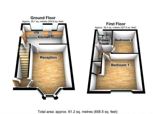 Floor Plan Image for 2 Bedroom End of Terrace House for Sale in Homefarm Road, Hanwell, LONDON