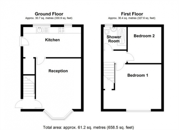 Floor Plan Image for 2 Bedroom End of Terrace House for Sale in Homefarm Road, Hanwell, LONDON