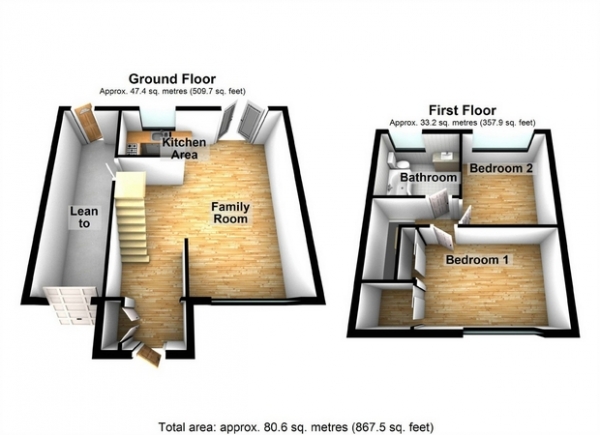 Floor Plan Image for 2 Bedroom End of Terrace House for Sale in Greatdown Road, Hanwell, London