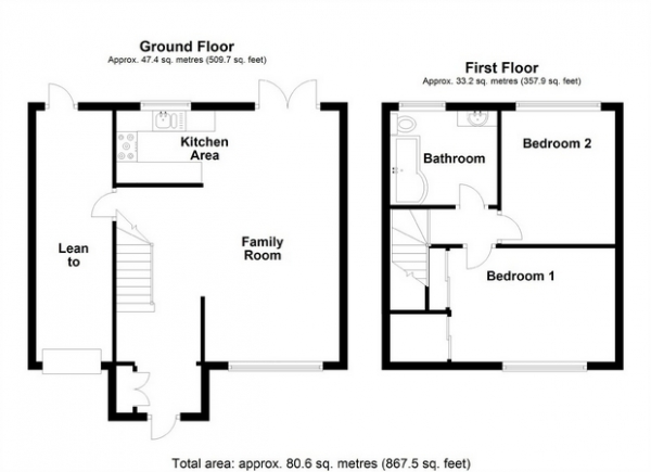 Floor Plan Image for 2 Bedroom End of Terrace House for Sale in Greatdown Road, Hanwell, London