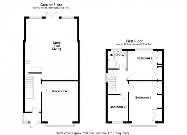 Floor Plan Image for 3 Bedroom End of Terrace House for Sale in Mornington Road, Greenford, Middlesex