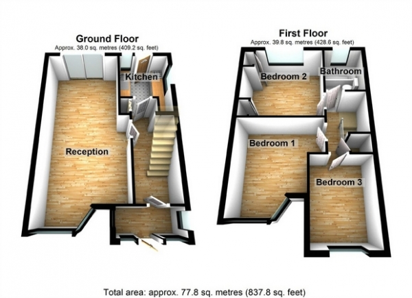 Floor Plan Image for 3 Bedroom End of Terrace House for Sale in Lyndhurst Road, Greenford, Middlesex