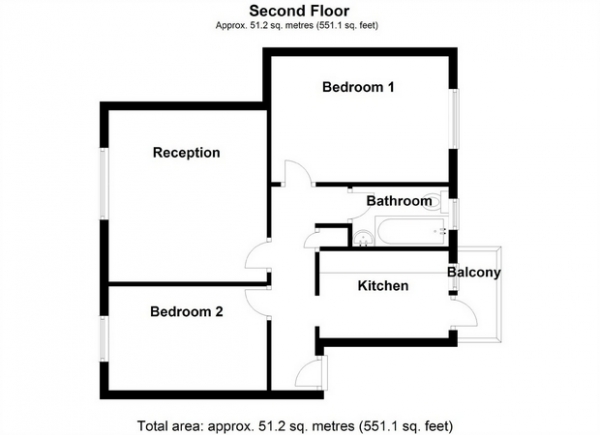 Floor Plan Image for 2 Bedroom Flat for Sale in Brants Walk, Hanwell, London