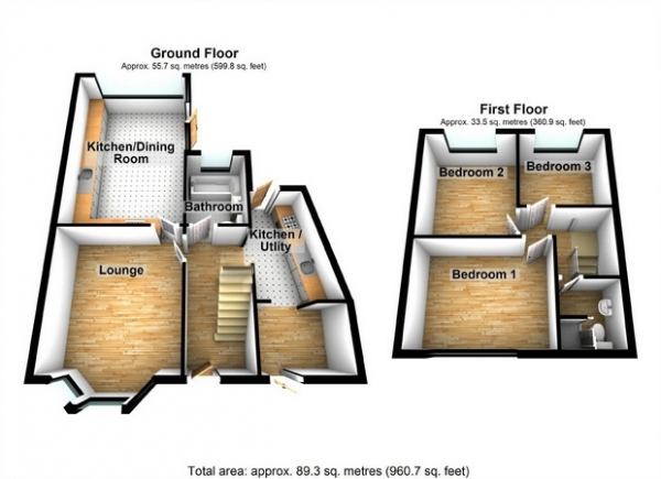 Floor Plan Image for 3 Bedroom End of Terrace House for Sale in Greatdown Road, Hanwell, London