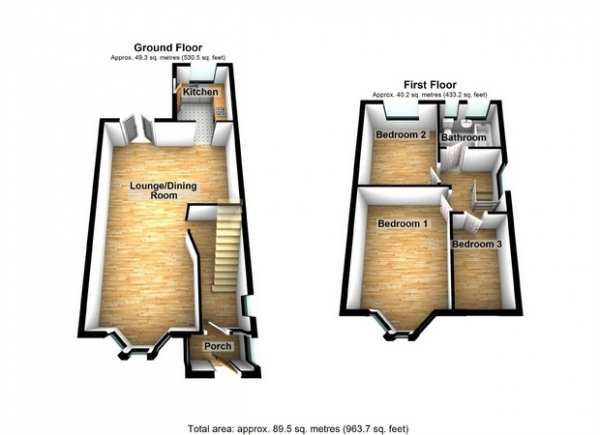 Floor Plan Image for 3 Bedroom End of Terrace House for Sale in Cuckoo Dene, Hanwell, London