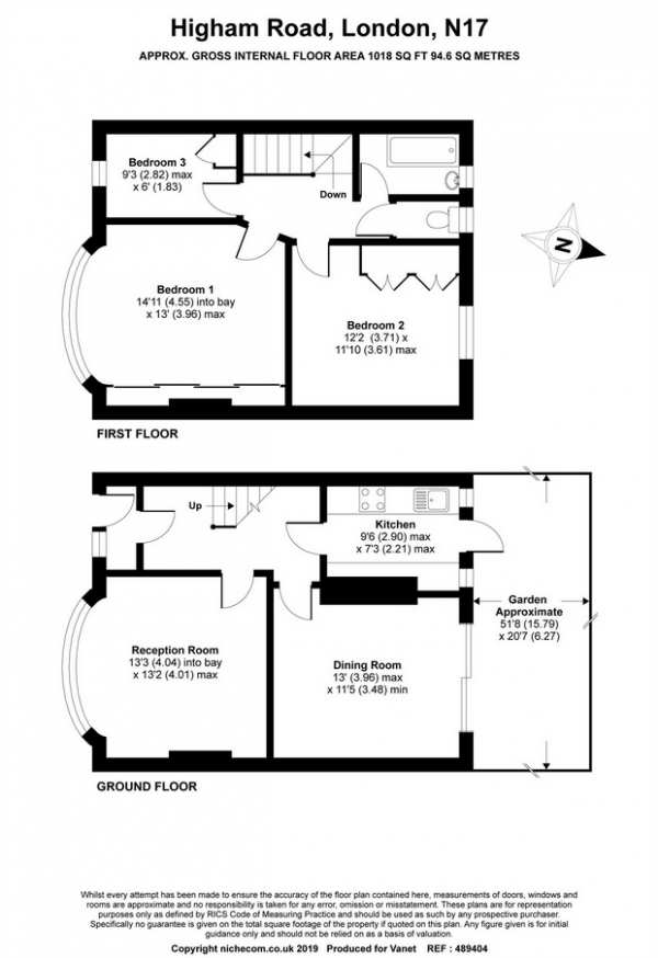 Floor Plan Image for 3 Bedroom Terraced House for Sale in Higham Road, LONDON