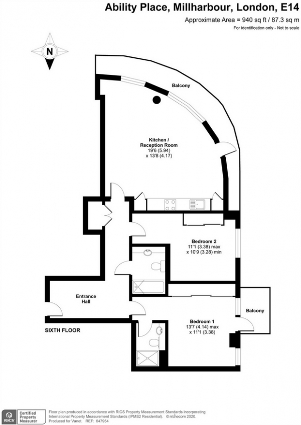 Floor Plan Image for 2 Bedroom Flat for Sale in 37 Millharbour, LONDON