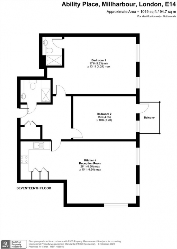 Floor Plan Image for 2 Bedroom Flat for Sale in 37 Millharbour, LONDON