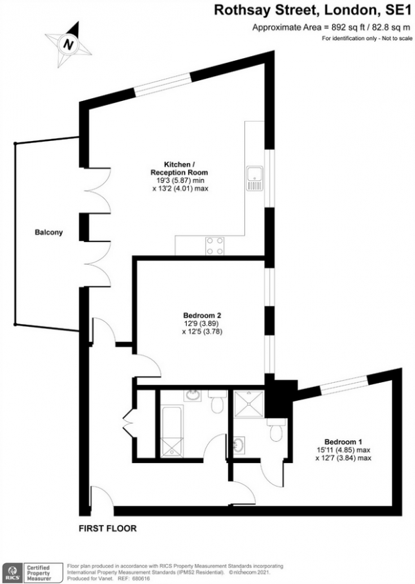 Floor Plan Image for 2 Bedroom Flat for Sale in 6 Rothsay Street, LONDON