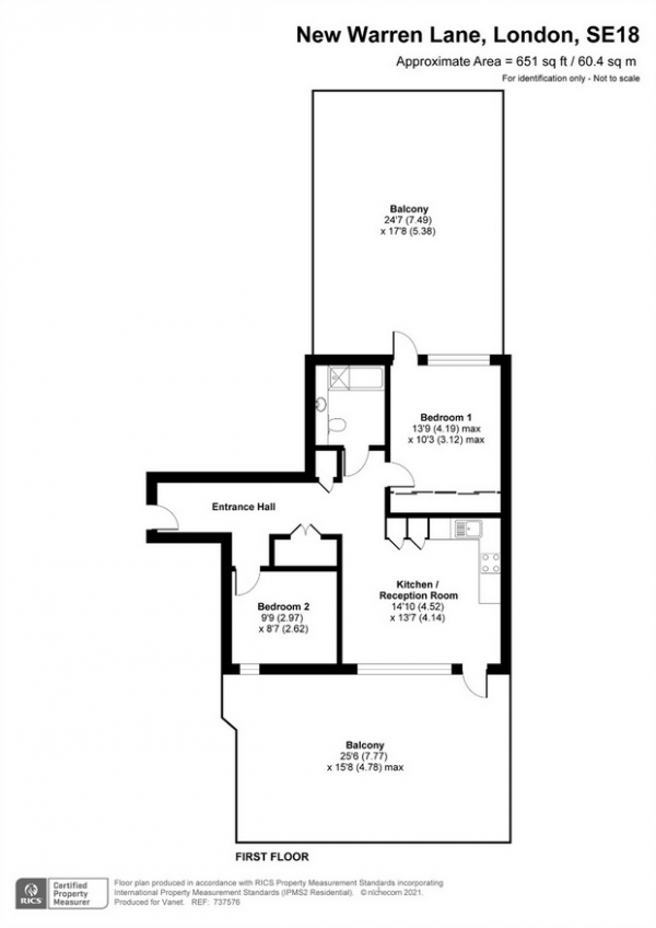 Floor Plan Image for 2 Bedroom Flat for Sale in 7 New Warren Lane, Royal Arsenal Riverside