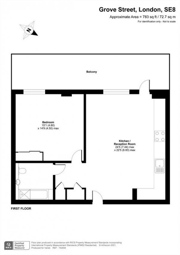 Floor Plan Image for 1 Bedroom Flat for Sale in 167 Grove Street, LONDON