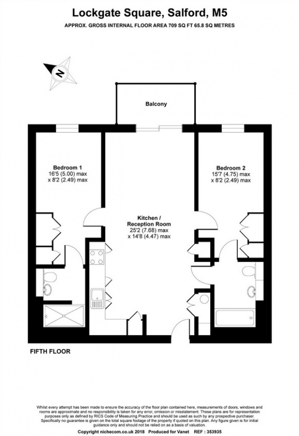 Floor Plan Image for 2 Bedroom Flat to Rent in Middlewood Locks, 1 Lockgate Square, Salford, Manchester