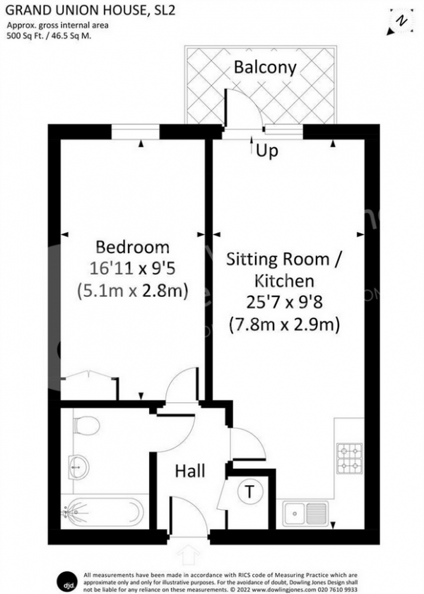Floor Plan Image for 1 Bedroom Flat to Rent in Stoke Road, Slough