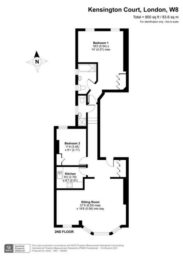 Floor Plan Image for 2 Bedroom Flat to Rent in 59 Kensington Court, London