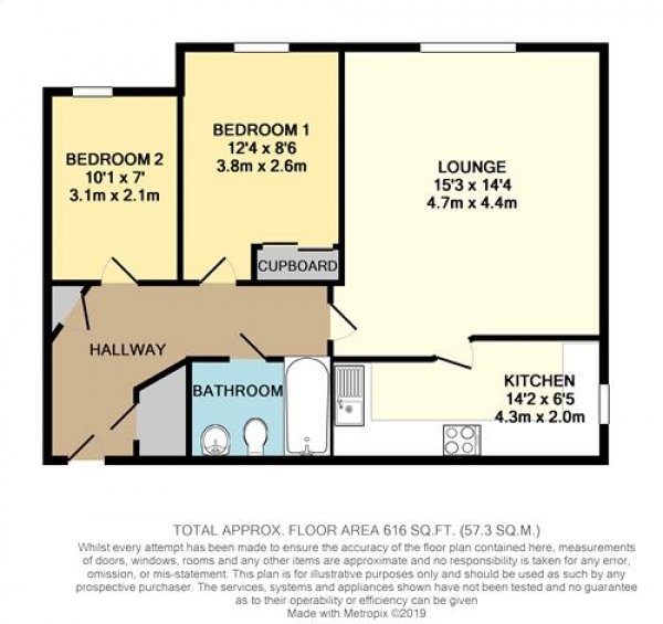 Floor Plan for 2 Bedroom Flat for Sale in Dukes Court, Sovereign Park, YORK, YORK, YO26, 5SZ -  &pound150,000