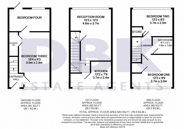 Floor Plan Image for 4 Bedroom Terraced House to Rent in Sonia Gardens, Heston, TW5