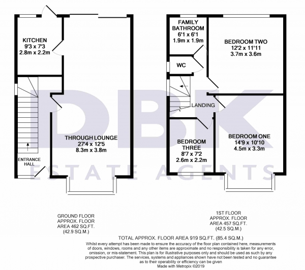 Floor Plan Image for 3 Bedroom End of Terrace House to Rent in Bellclose Road, West Drayton, UB7