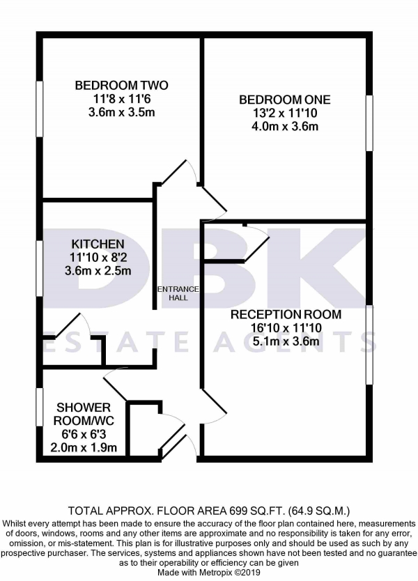Floor Plan Image for 2 Bedroom Apartment to Rent in Harlech Gardens, Heston, TW5