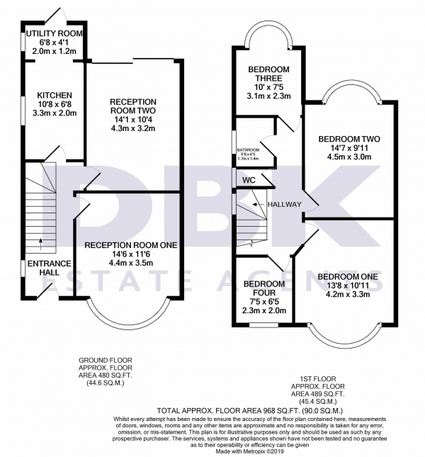 Floor Plan Image for 4 Bedroom Semi-Detached House to Rent in Kenton Avenue, Southall, Middlesex, UB1