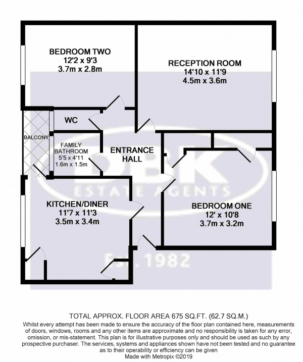 Floor Plan Image for 2 Bedroom Apartment to Rent in Northfield Road, Heston, TW5