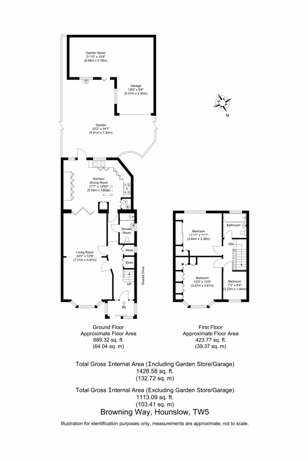 Floor Plan Image for 3 Bedroom Semi-Detached House for Sale in Browning Way, Heston