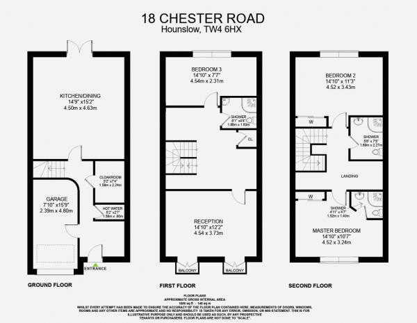 Floor Plan Image for 3 Bedroom Town House for Sale in Chester Road, Hounslow