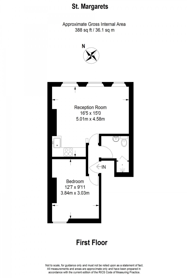 Floor Plan for 1 Bedroom Flat to Rent in St Margarets Road, TW1, St Margarets, TW1, 1RD - £231 pw | £1000 pcm