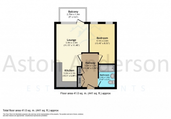 Floor Plan for 1 Bedroom Apartment for Sale in Clarinda House Clarinda House, Clovelly Place, Greenhithe, DA9, Clovelly Place, DA9, 9FB -  &pound200,000