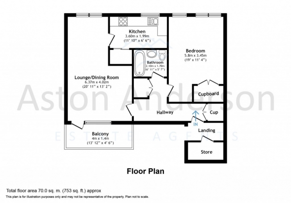Floor Plan Image for 1 Bedroom Flat for Sale in The Hollies,  Gravesend, DA12