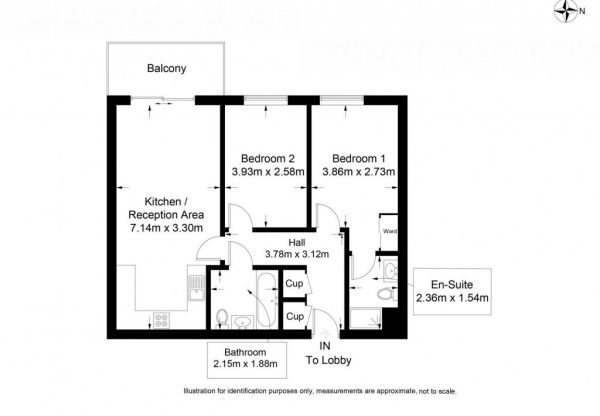 Floor Plan Image for 2 Bedroom Flat for Sale in Exmoor House, Clydesdale Way, Belvedere, DA17