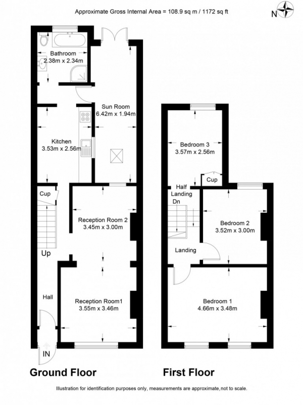 Floor Plan for 3 Bedroom Terraced House for Sale in  Prospect Grove,  Gravesend, DA12, DA12, 2SA - Guide Price &pound215,000