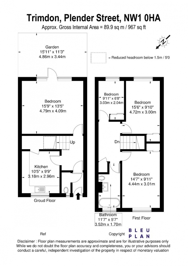 Floor Plan Image for 4 Bedroom Flat to Rent in Plender Street, NW1.