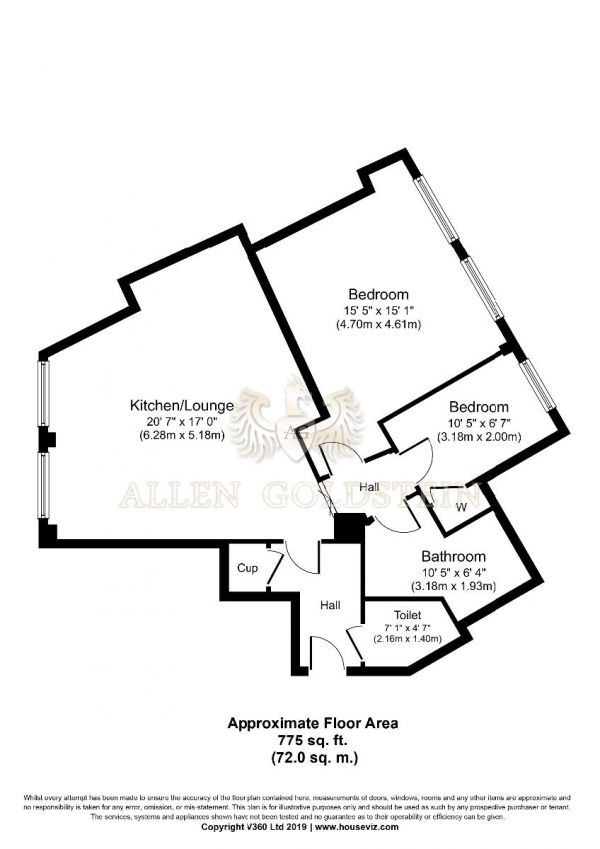 Floor Plan Image for 2 Bedroom Flat to Rent in Sandys Row, E1