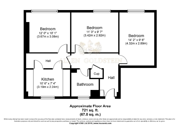 Floor Plan Image for 3 Bedroom Flat to Rent in Arlington Road NW1