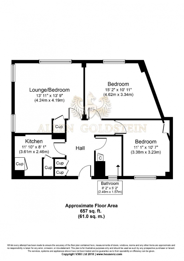 Floor Plan Image for 2 Bedroom Flat to Rent in Tresham House WC1R.