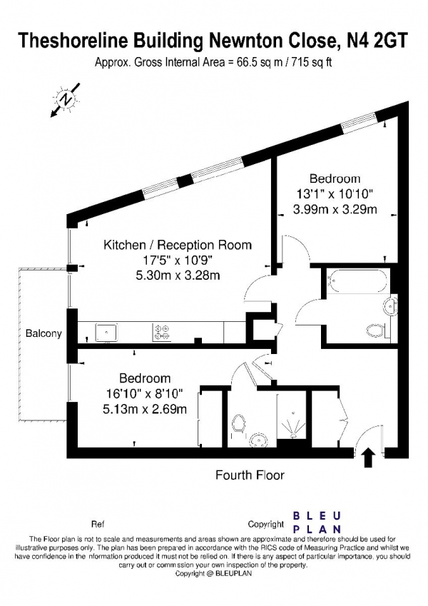 Floor Plan Image for 2 Bedroom Apartment to Rent in Theshoreline Building,  Newnton Close, London