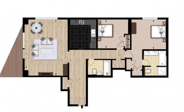 Floor Plan Image for 2 Bedroom Flat to Rent in Westferry Circus, London