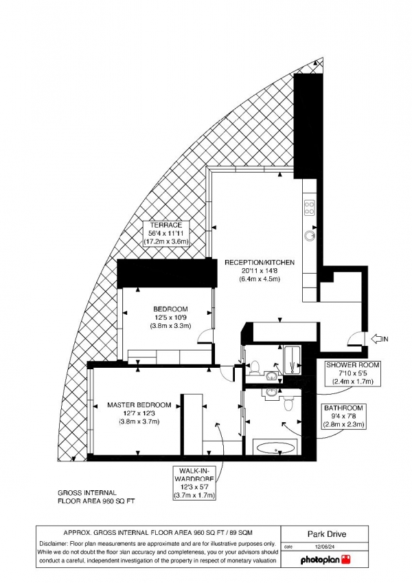 Floor Plan Image for 2 Bedroom Apartment to Rent in One Park Drive, London