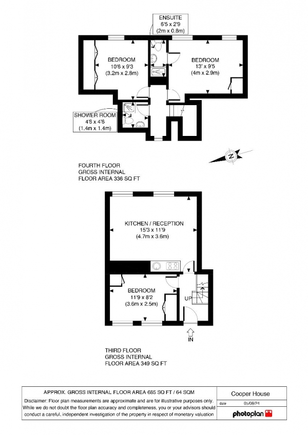 Floor Plan Image for 3 Bedroom Apartment to Rent in Cooper House, Lyons Place, London