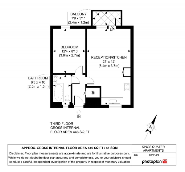 Floor Plan Image for 1 Bedroom Apartment to Rent in Kings Quarter Apartments,  Copenhagen Street, London