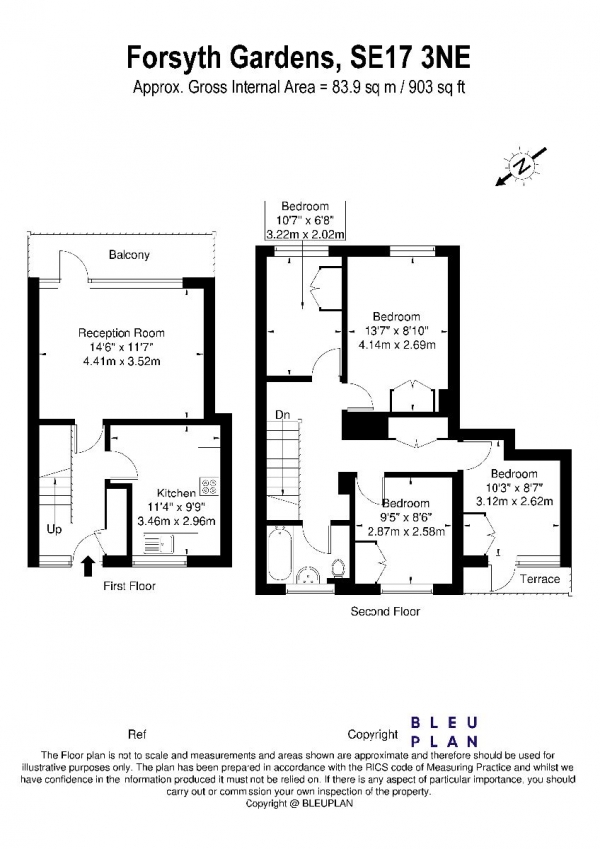 Floor Plan Image for 4 Bedroom Flat for Sale in Forsyth Gardens, London