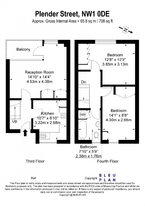 Floor Plan Image for 2 Bedroom Apartment for Sale in Dartington, Plender Street, London